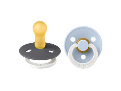 BIBS Colour cumliky z prirodneho kaucuku 2ks Nocny Iron Baby Blue velkost 2