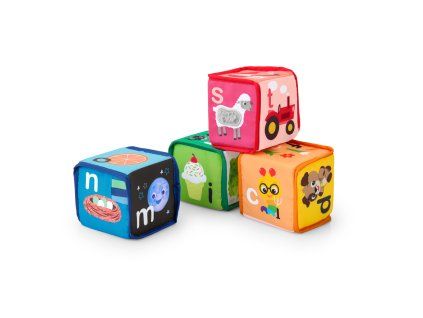 BABY EINSTEIN Hračka textilná kocky abeceda Alpha Stacks™ 4ks, 3m+