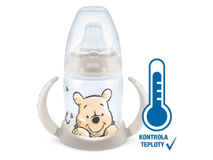 NUK Fľaša dojčenská na učenie s kontrolou teploty Macko Pú 150 ml béžová (Varianta NUK Fľaša dojčenská na učenie s kontrolou teploty Macko Pú 150 ml béžová)