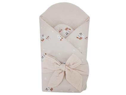 EKO Zavinovačka mušelínová s kokosovou vyberateľnou vložkou Bees Muselin Beige 75x75 cm (Varianta EKO Zavinovačka mušelínová s kokosovou vyberateľnou vložkou Bees Muselin Beige 75x75 cm)