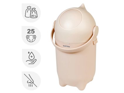 NATTOU Kôš na plienky Dropy Beige 27 cm, 20l (Varianta NATTOU Kôš na plienky Dropy Beige 27 cm, 20l)