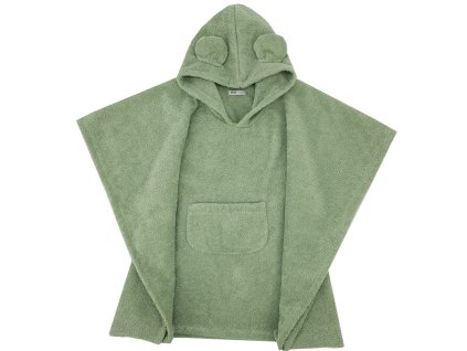 EKO Pončo bavlnené s kapucňou a uškami Olive green 75x120 cm (Varianta EKO Pončo bavlnené s kapucňou a uškami Olive green 75x120 cm)
