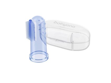 BABYONO Kefka zubná prstová s puzdrom modrá (Varianta BABYONO Kefka zubná prstová s puzdrom modrá)