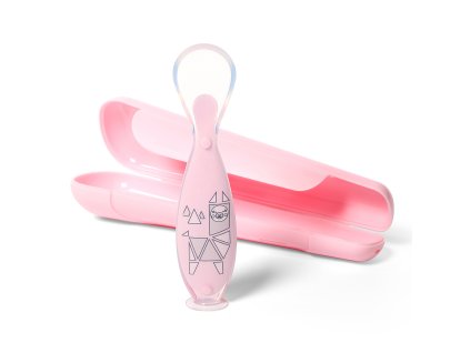 BABYONO Lyžička silikónová s obalom ružová 6m+ (Varianta BABYONO Lyžička silikónová s obalom ružová 6m+)