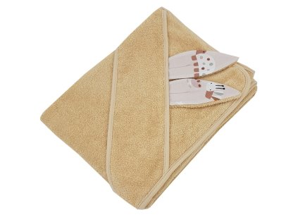 EKO Osuška na kúpanie s uškami bavlnená Bees Beige 100x100 cm (Varianta EKO Osuška na kúpanie s uškami bavlnená Bees Beige 100x100 cm)