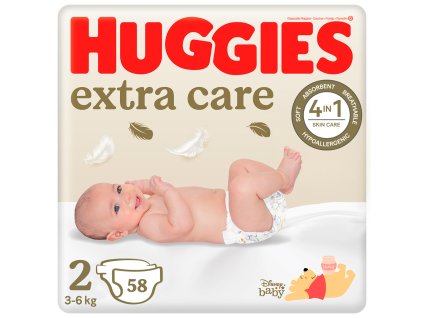 HUGGIES® Plienky jednorázové Extra Care 2 (3-6 kg) 58 ks (Varianta HUGGIES® Plienky jednorázové Extra Care 2 (3-6 kg) 58 ks)