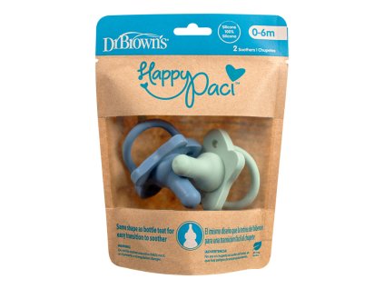 DR.BROWN'S HappyPaci cumlík 0-6m 2ks, modrý/zelený (Varianta DR.BROWN'S HappyPaci cumlík 0-6m 2ks, modrý/zelený)