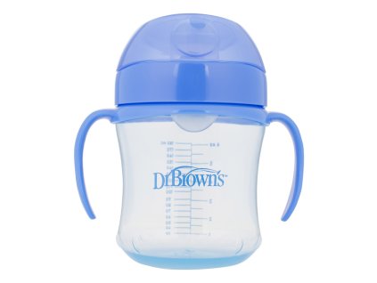 DR.BROWN'S Hrnček s mäkkým náustkom 180ml 6m+, modrý