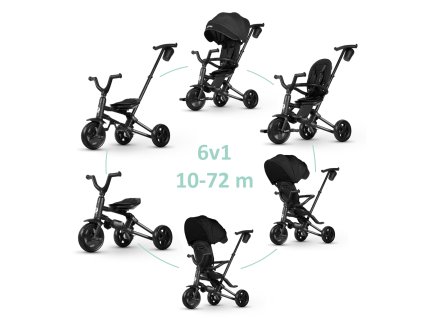 QPLAY Trojkolka Nova Niello Black, skladacia, vek 10-72 mesiacov (Varianta QPLAY Trojkolka Nova Niello Black, skladacia, vek 10-72 mesiacov)