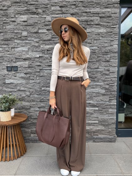 Široké kalhoty Perfect BROWN
