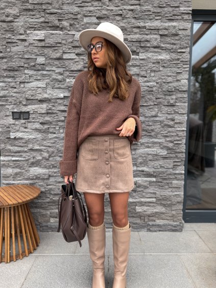 Semišová sukně TAUPE