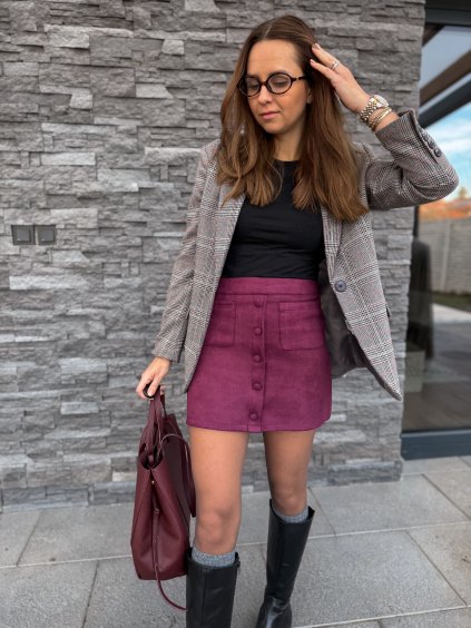 Semišová sukně BORDO