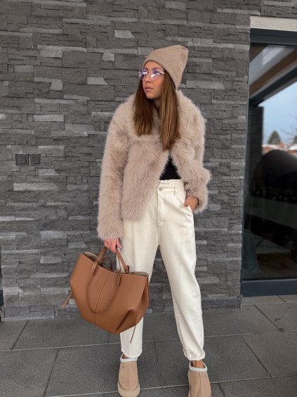 Paperbag džíny ECRU