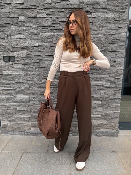 Hnědé široké kalhoty MILE