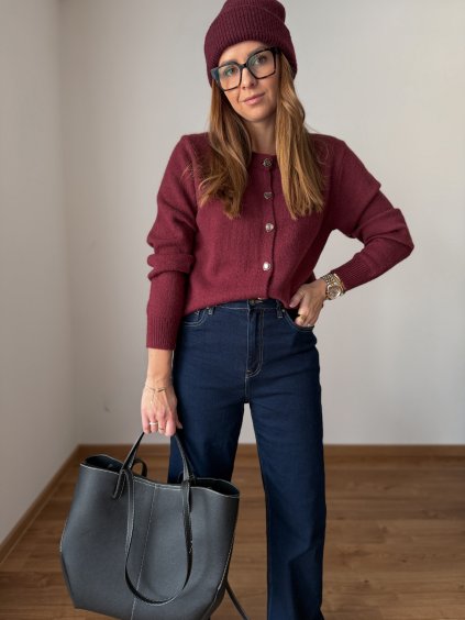 Svetřík s knoflíčky Wine