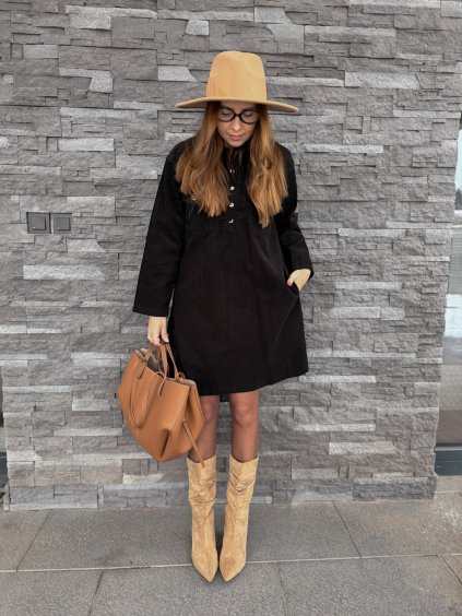 Manšestrové šaty STRONG Black