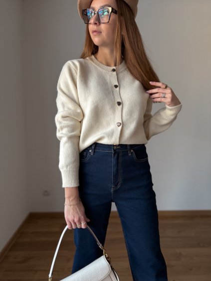 Svetřík s knoflíčky Ecru