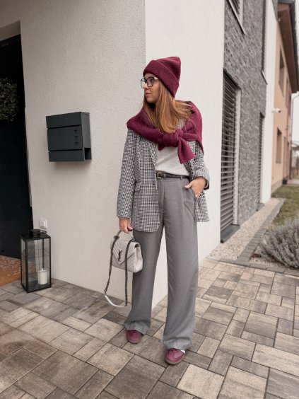 Široké kalhoty LIGHT GREY