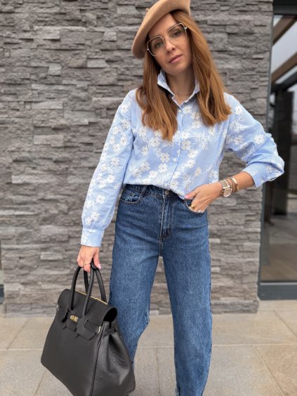 Modrá vyšívaná košile