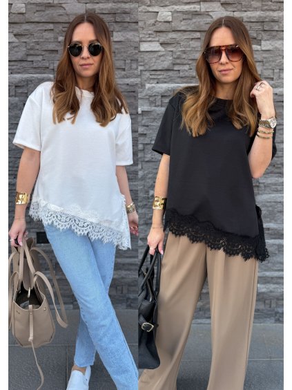 Triko s krajkou BLACK & WHITE