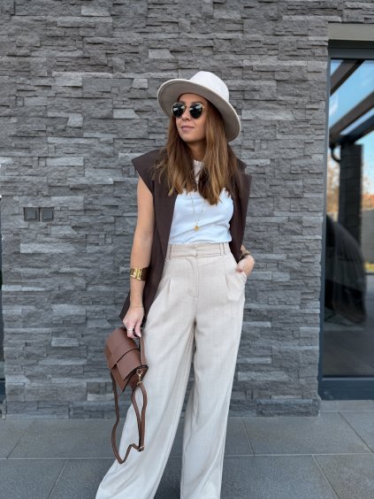 Široké kalhoty Beige