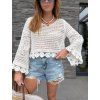 Háčkovaný top s dlouhým rukávem