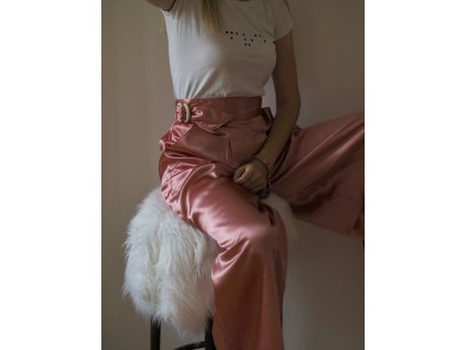 Nohavice Klára - ružový satén