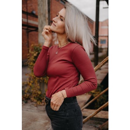 Tričko Tean red rib basic