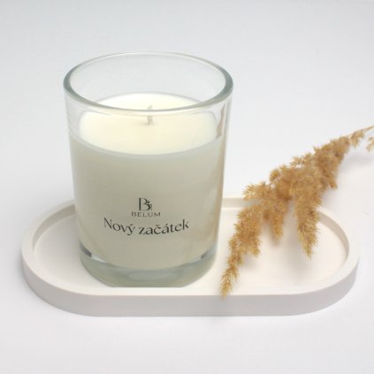 Sójová svíčka Nový začátek ve sklenici pro rituál Očištění – Belum