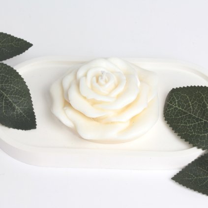 Sójová svíčka ve tvaru růže – bílá designová dekorace