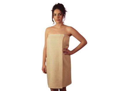 Kilt do sauny dámský vaflový - krémový 70x155cm