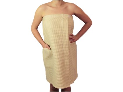 Kilt do sauny dámský vaflový - krémový 70x155cm