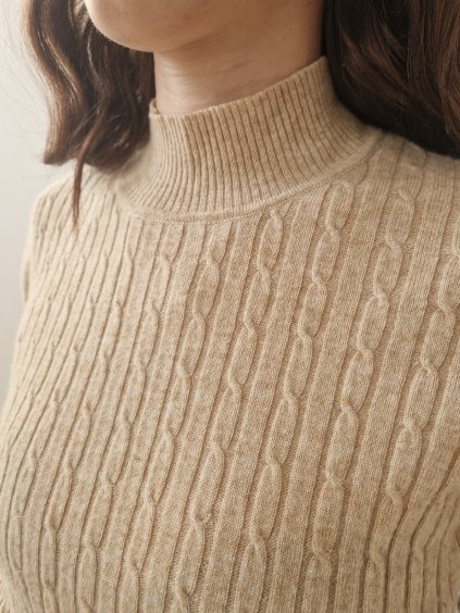Béžový rolák 50% kašmír 50% merino