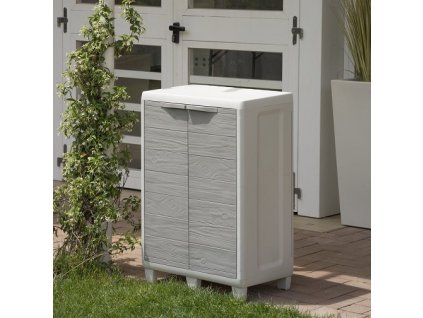 Skříňka plastová WOODYS 65 x 38 x 94 cm - nízká 1 police - barva: šedá dvířka