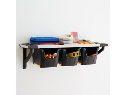 Nástěnná police DIY 93 WOW se 3 úložnými boxy