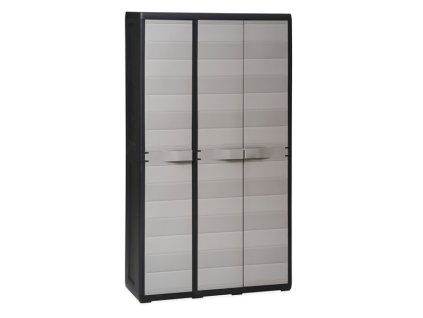 Skříň plastová ELEGANCE 97 x 38 x 171 cm - vysoká 3 dveřová - barva: černé tělo, šedá dvířka