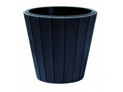 14560 plastovy kvetinac venkovni woode s imitaci dreva pr 30 cm barva antracit