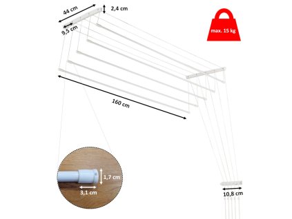 BENCO Sušák na prádlo stropní IDEAL 5 tyčí 160 cm