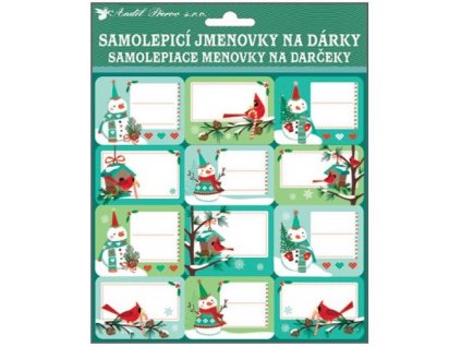 15793 samolepici jmenovky na darky s glitry 18x18cm 24ks