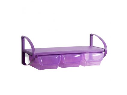 15913 policka plastova se 3 uloznymi boxy 80 x 30 x 30 cm barva fialova