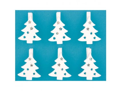 16093 stromek dreveny na kolicku 3 cm bily 6 ks