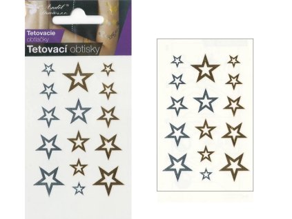 Tetovací obtisky zlaté a stříbrné 10,5x6 cm- hvězdy