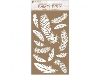 16192 samolepky na zed bila pirka s glitry 24 x 47 5 cm
