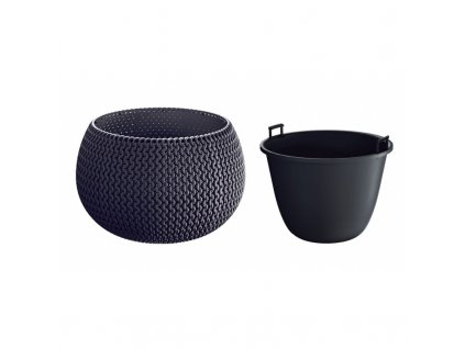 16513 kvetinac plastovy splofy bowl prumer 37 cm barva antracit s433