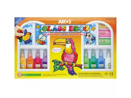 16735 barvy na sklo sada 13 ks 22 ml folie a sablony