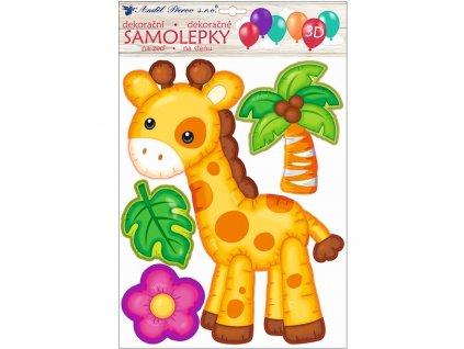17071 samolepka na zed 3d balonkova zirafa 35 x 27 cm