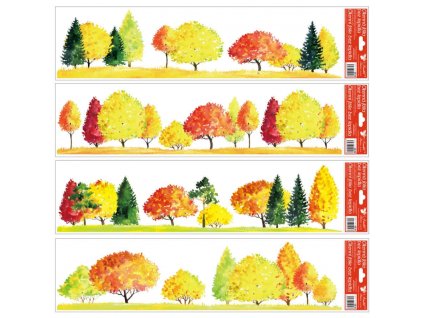 Okenní fólie pruhy podzimní stromy 64x15 cm