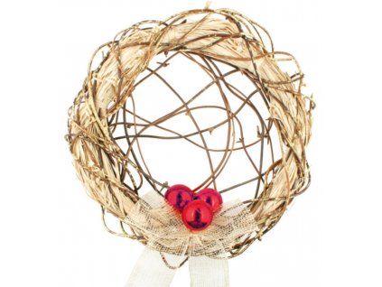 17878 venec s cervenymi ozdobami s propletanym stredem 30 cm