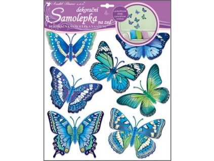 Samolepky na zeď motýli modří 30,5x30,5 cm