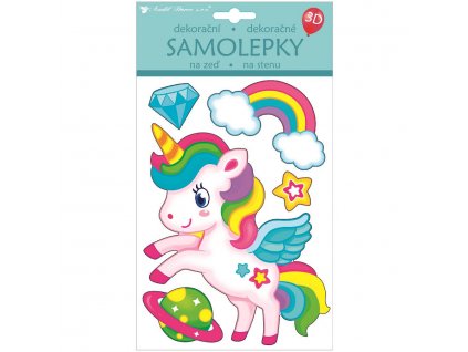 18310 samolepka na zed jednorozec 3d balonkova 15 x 26 cm